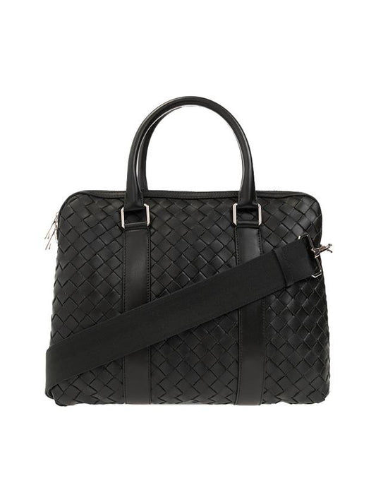 Luxury Bottega Veneta Intrecciato Leather Brief Case Dark Green