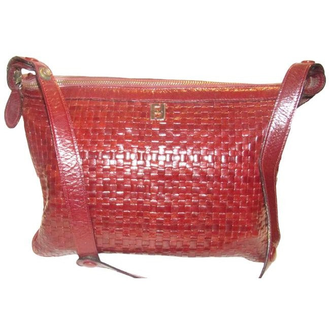 Fendi Pursesdesigner Purses Brown Woven Leather Shoulder Bag