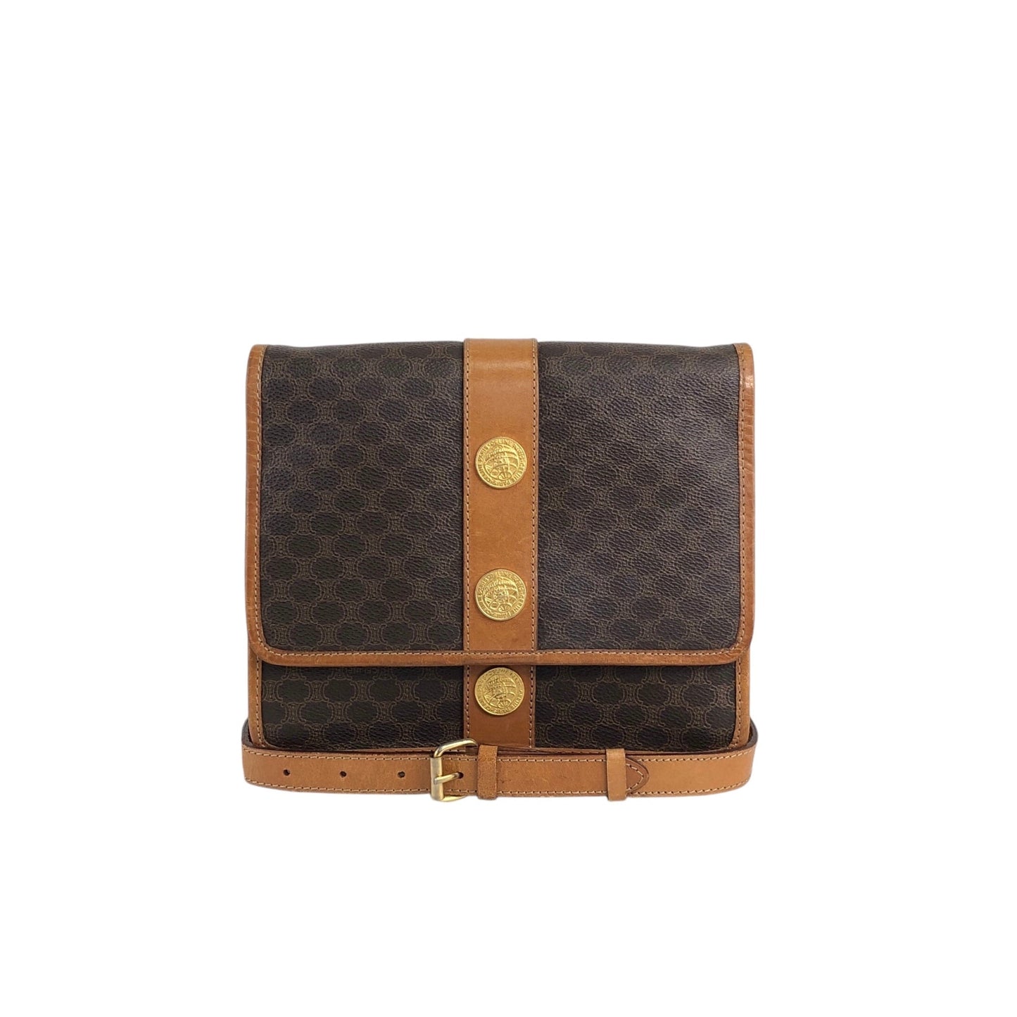 CELINE Macadam Medal Motif Shoulder bag Brown tab6bn