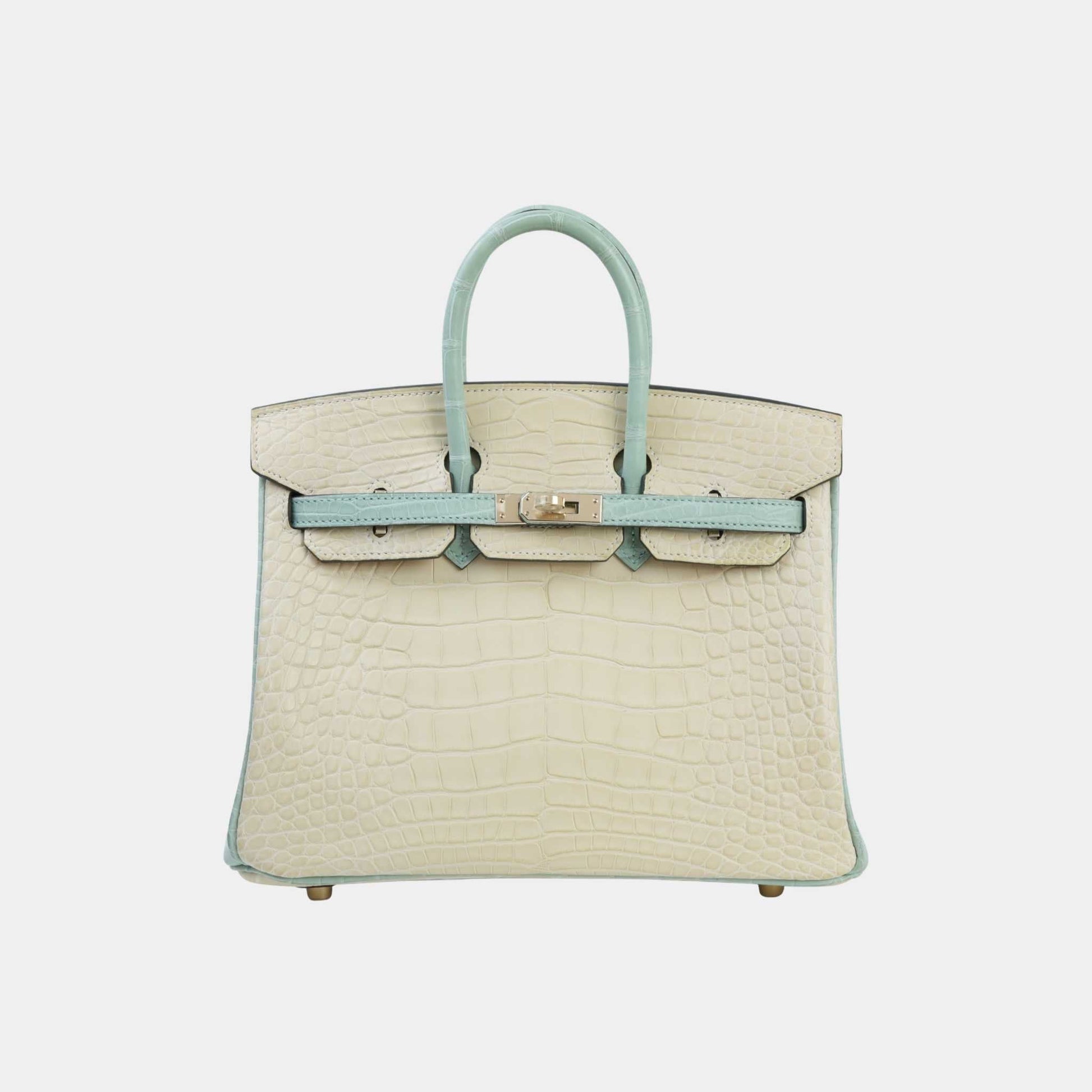 Birkin 25 HSS Matte Alligator Vanille/ Vert d’Eau PBHW