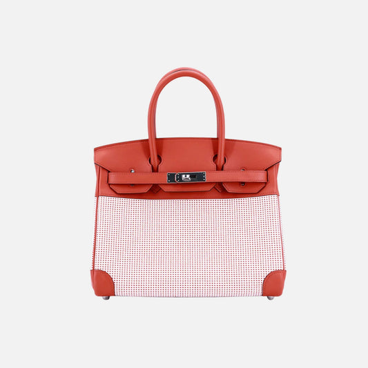 Birkin 30 Limited Edition Tri-Color Toile Quadrille Canvas-Swift PHW