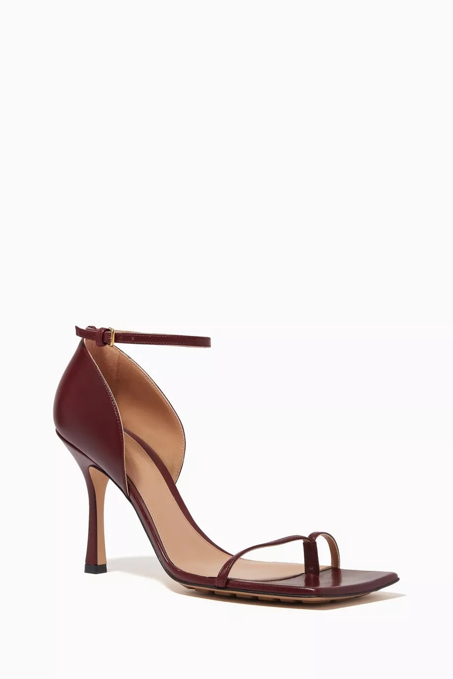 BOTTEGA VENETA STRETCH NAPPA LEATHER SANDALS IN MERLOT