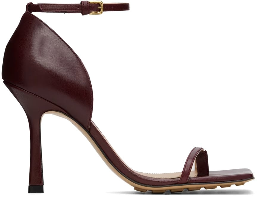 BOTTEGA VENETA STRETCH NAPPA LEATHER SANDALS IN MERLOT