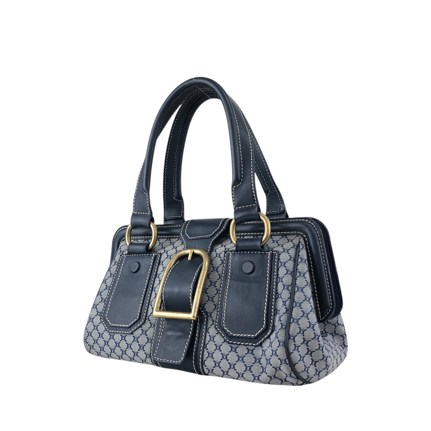CELINE Front Buckle Handbag Navy rk6nfn