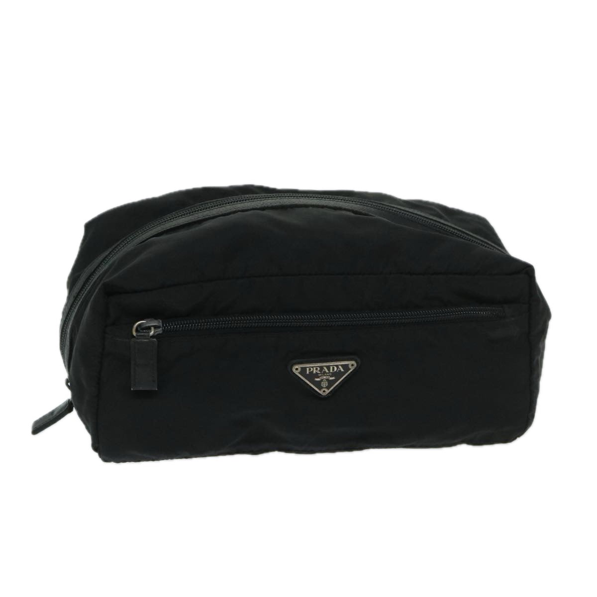 PRADA Clutch Bag Nylon Black Auth