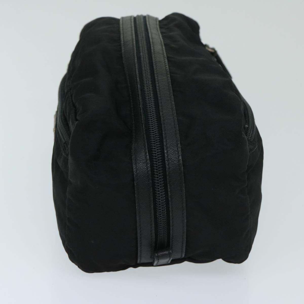 PRADA Clutch Bag Nylon Black Auth