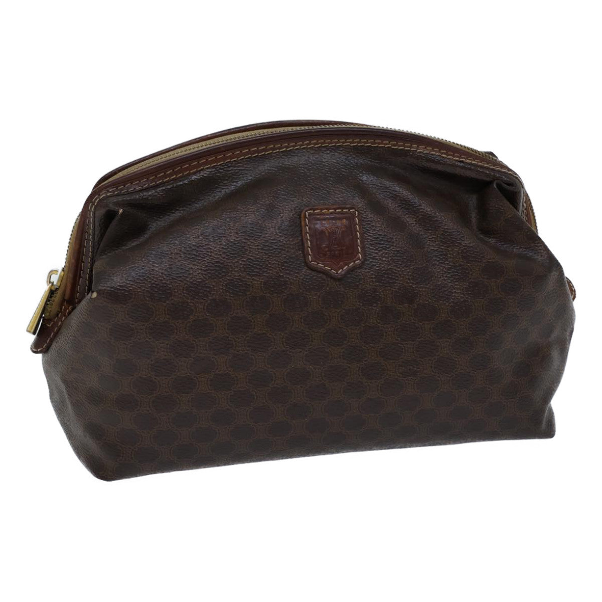 Luxury CELINE Macadam Canvas Pouch PVC Brown 13796