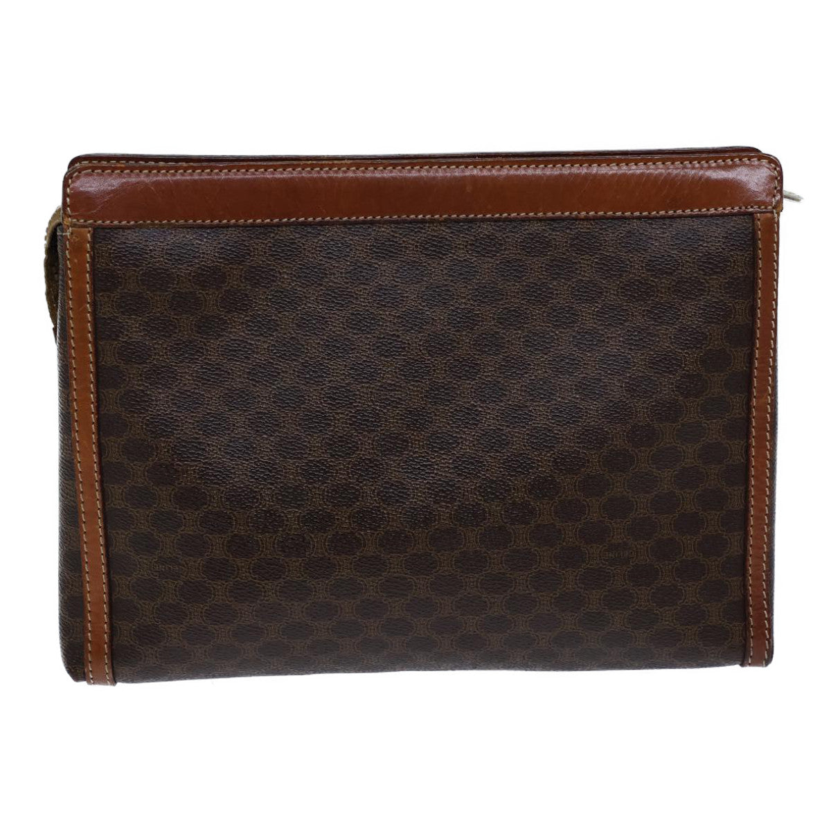 Luxury CELINE Macadam Canvas Clutch Bag PVC Brown 13810
