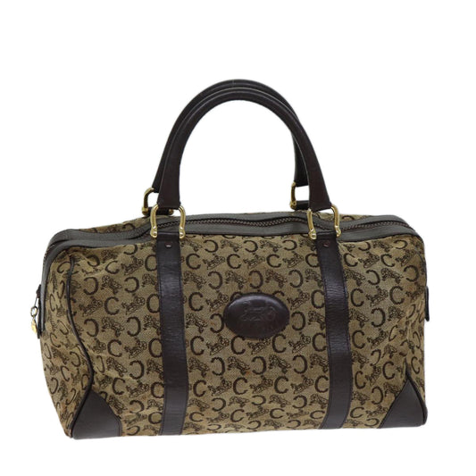 Luxury CELINE C Macadam Canvas Boston Bag Brown 13811