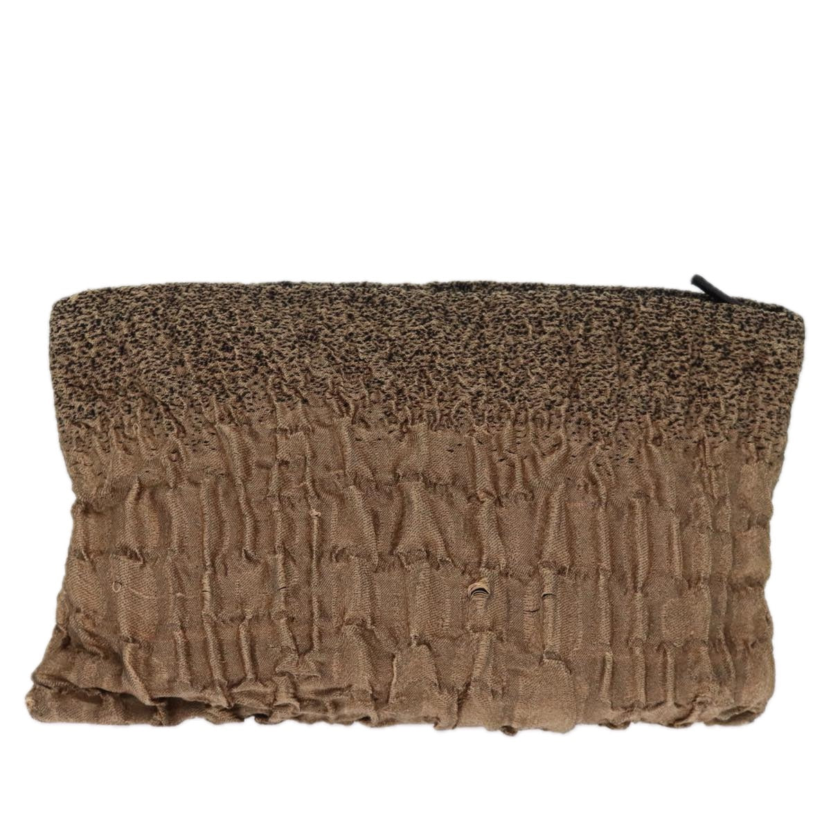 PRADA Clutch Bag Canvas Brown Auth