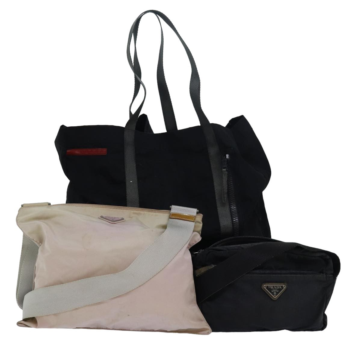 PRADA Shoulder Bag Nylon Black Pink Auth