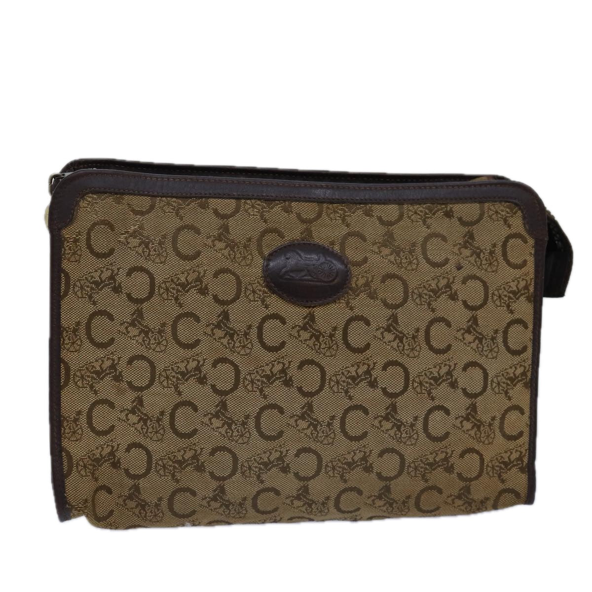 Luxury CELINE C Macadam Canvas Clutch Bag Beige 14954