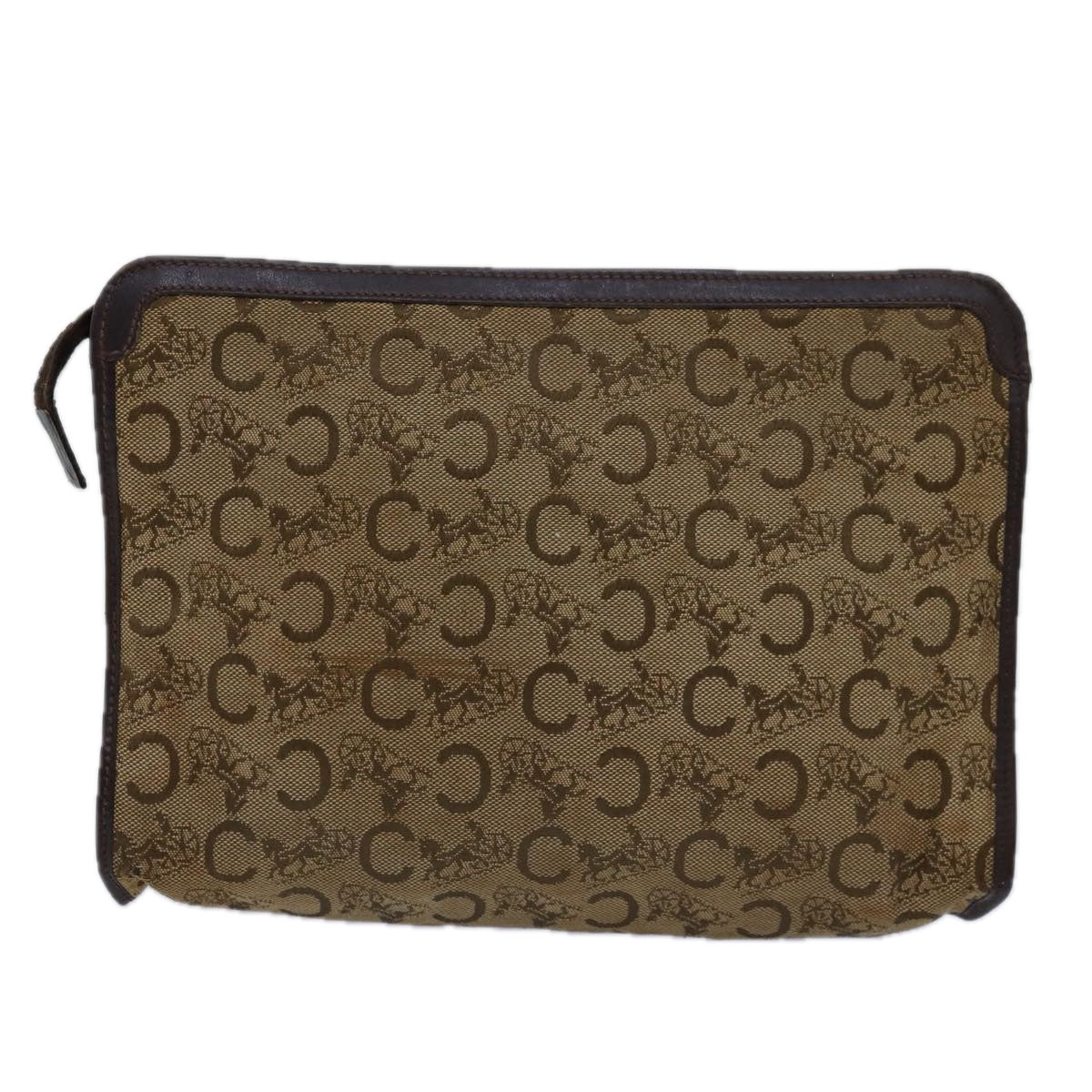 Luxury CELINE C Macadam Canvas Clutch Bag Beige 14954