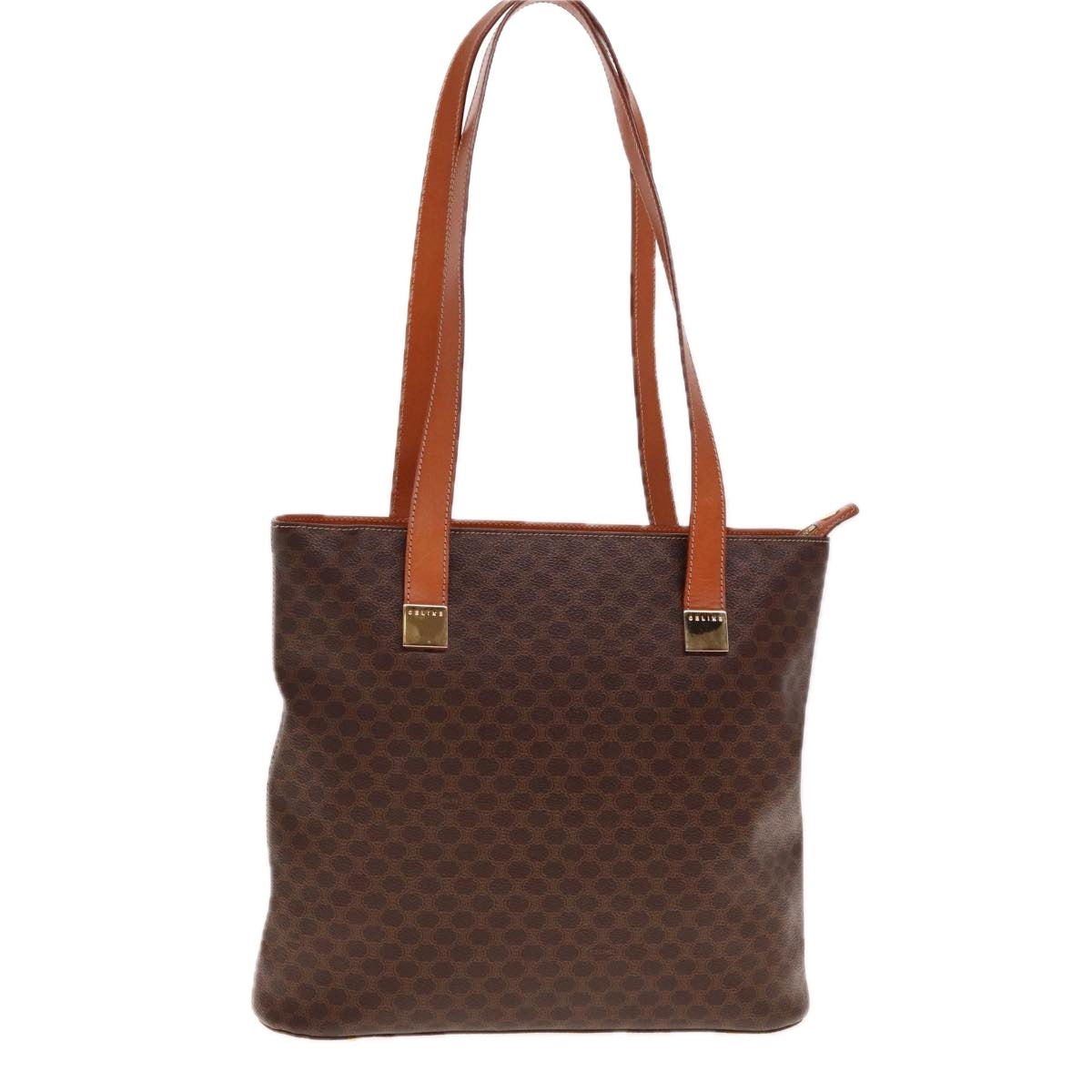 Luxury CELINE Macadam Canvas Tote Bag PVC Leather Brown 15280