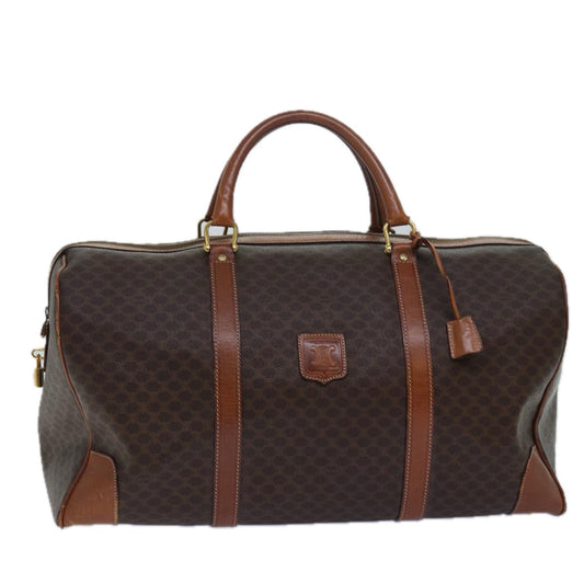 Luxury CELINE Macadam Canvas Boston Bag PVC Leather Brown 15395
