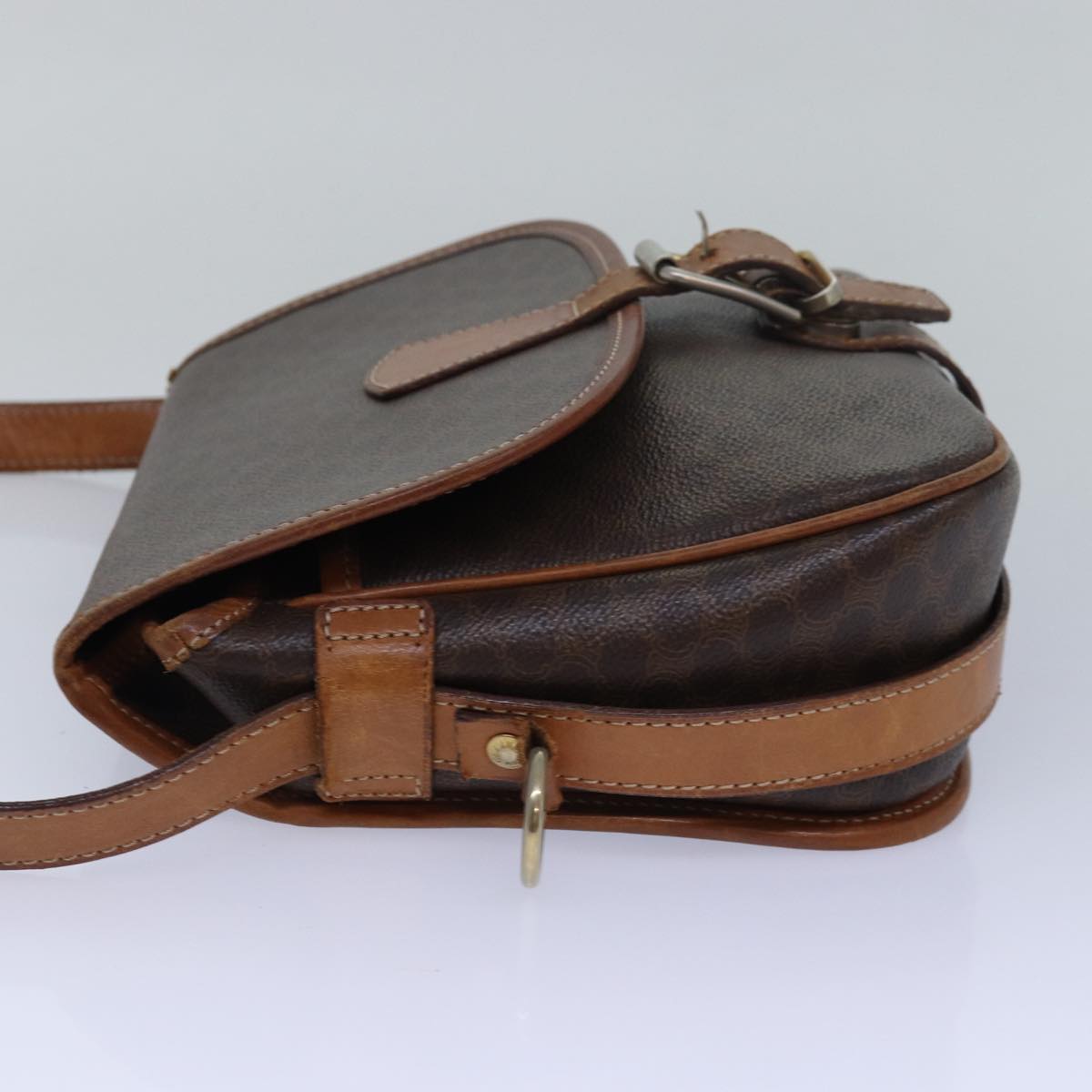 Luxury CELINE Macadam Canvas Shoulder Bag PVC Leather Brown 15468