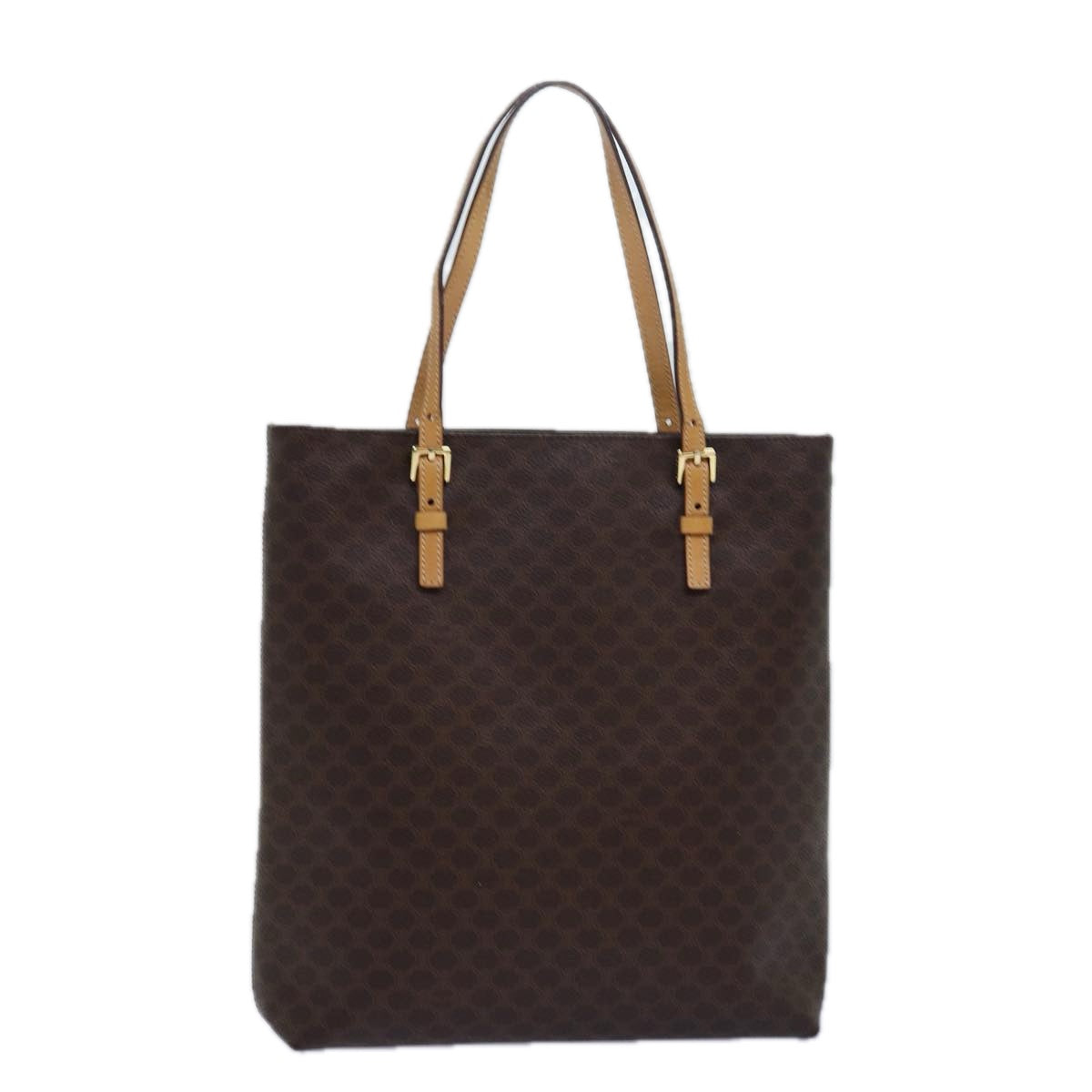 Luxury CELINE Macadam Canvas Hand Bag PVC Leather Brown 15492