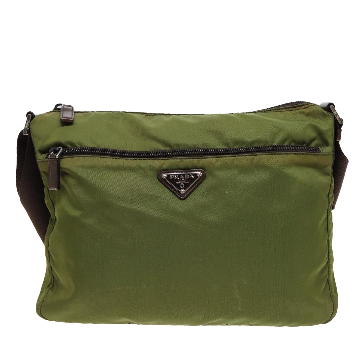 PRADA Shoulder Bag Nylon Khaki Auth