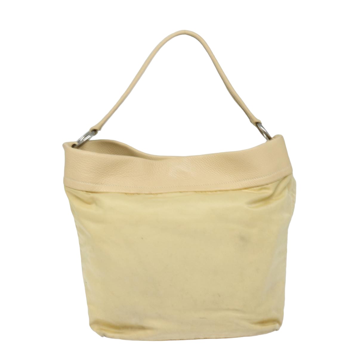 PRADA Shoulder Bag Nylon Leather Beige Auth
