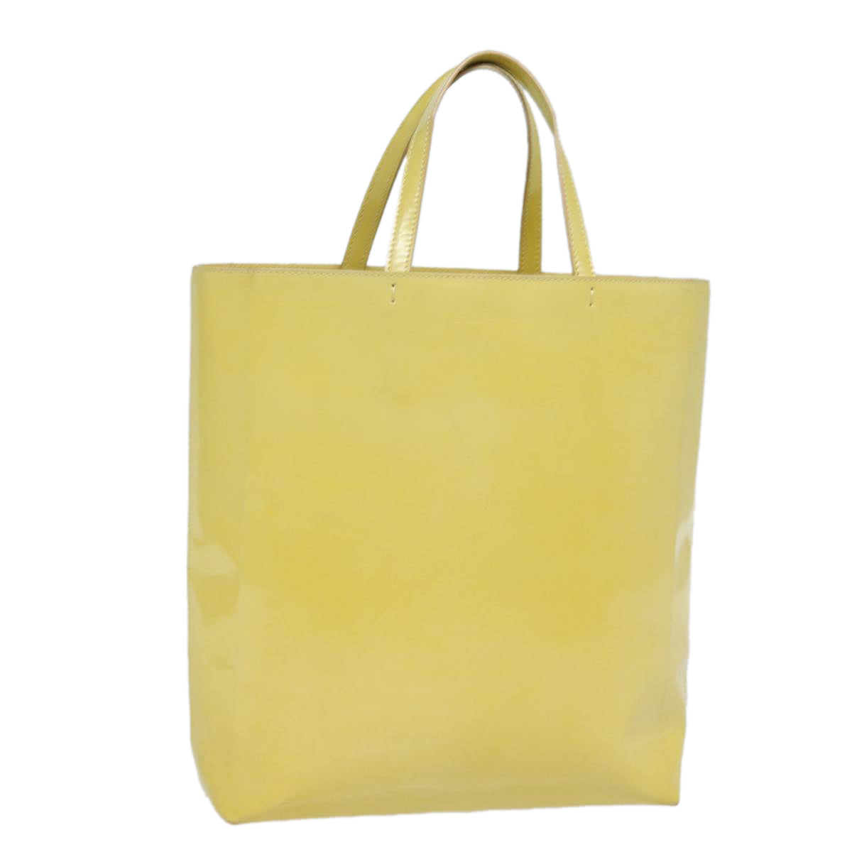 PRADA Hand Bag Patent leather Yellow Auth