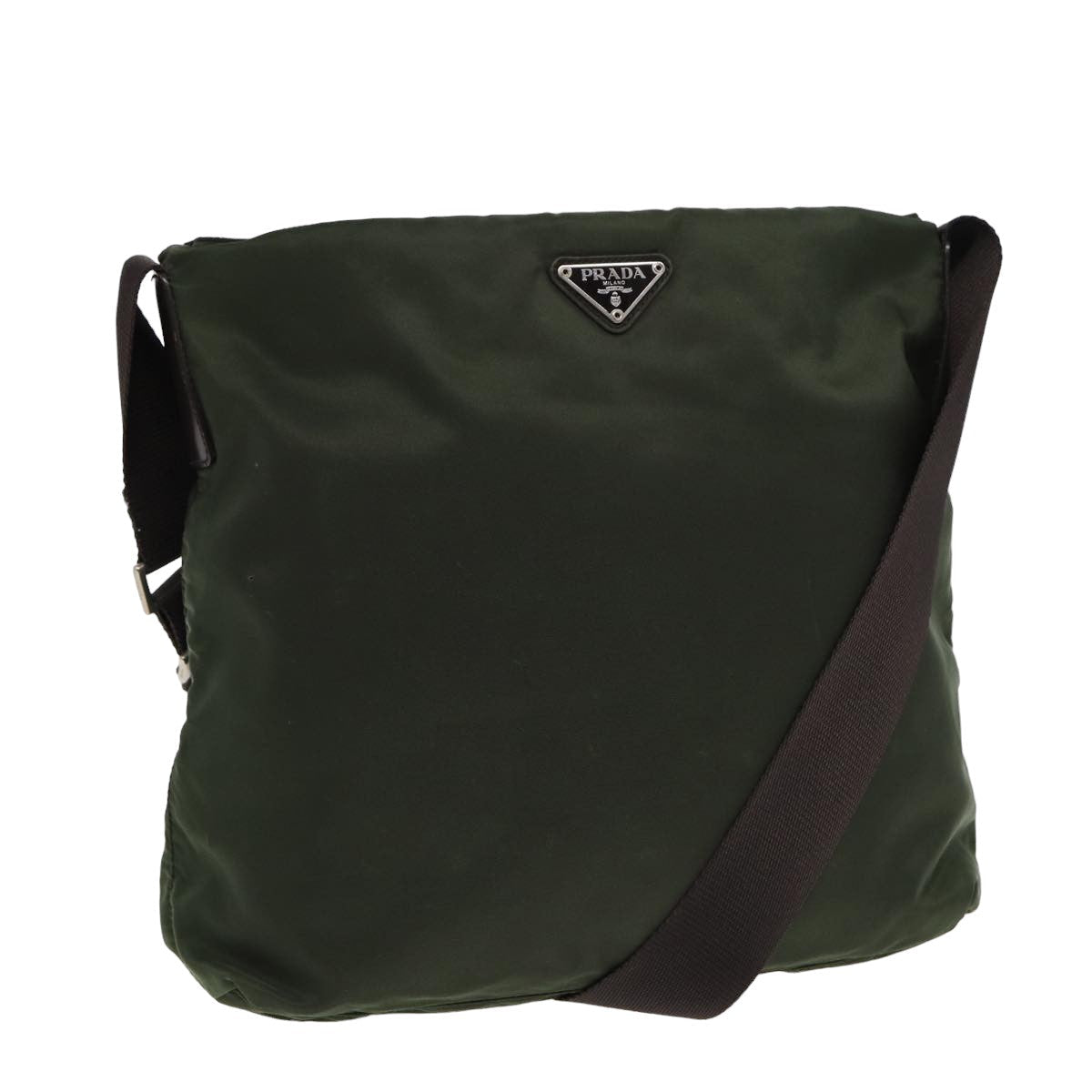 PRADA Shoulder Bag Nylon Khaki Auth