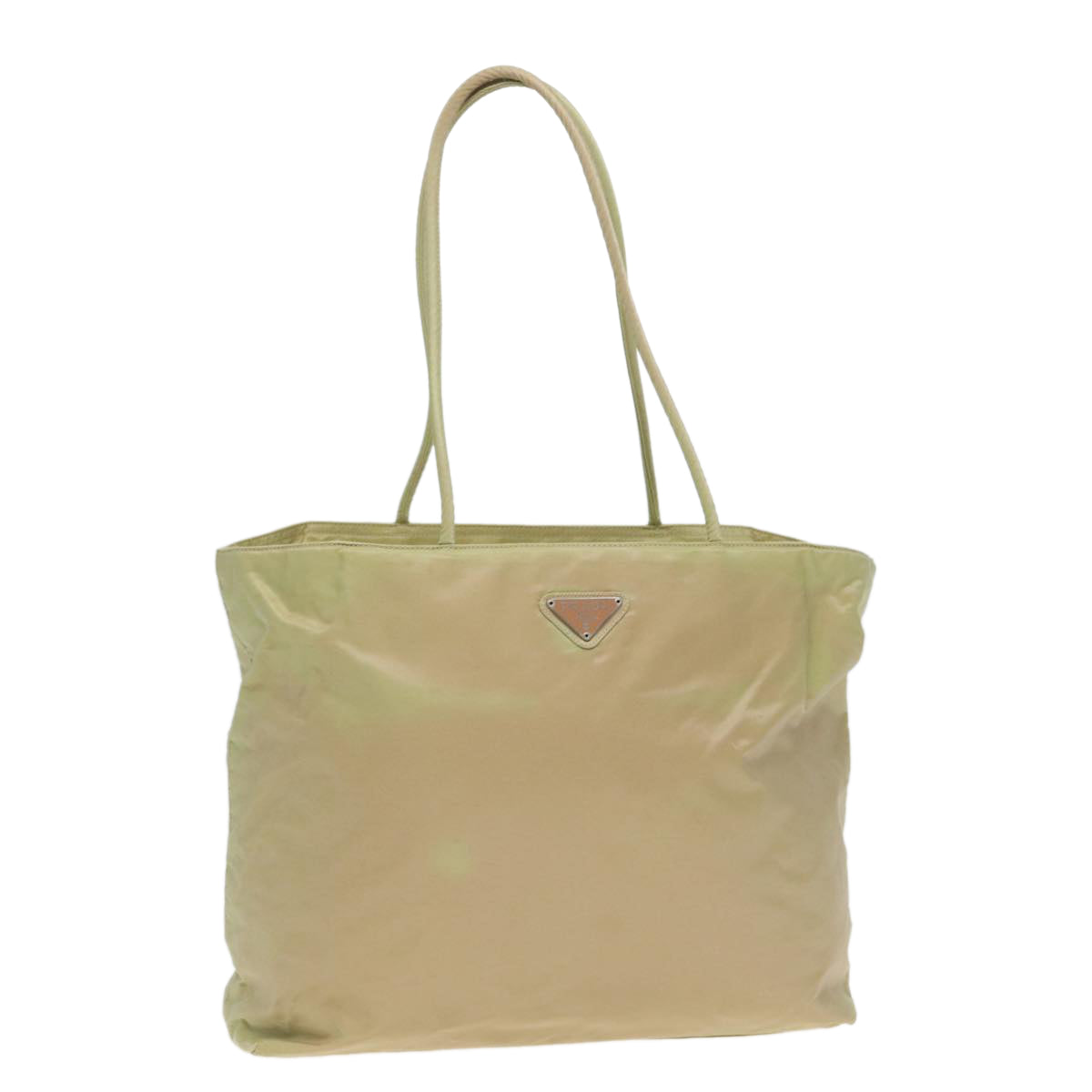 PRADA Tote Bag Nylon Beige Auth