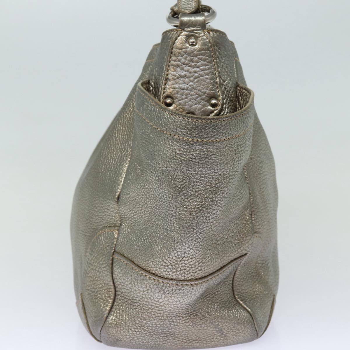 PRADA Shoulder Bag Leather Gold Tone Auth