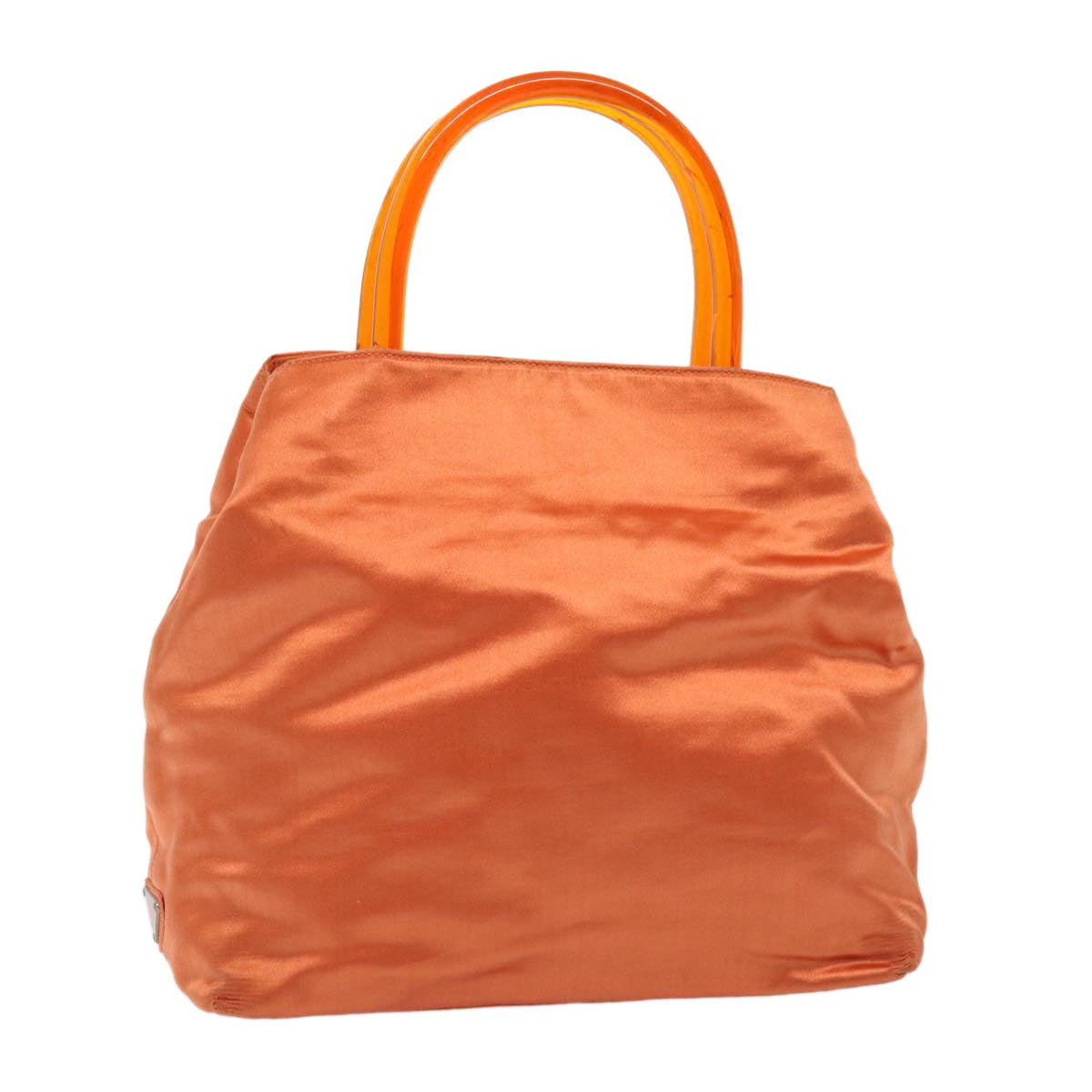 PRADA Hand Bag Satin Orange Auth