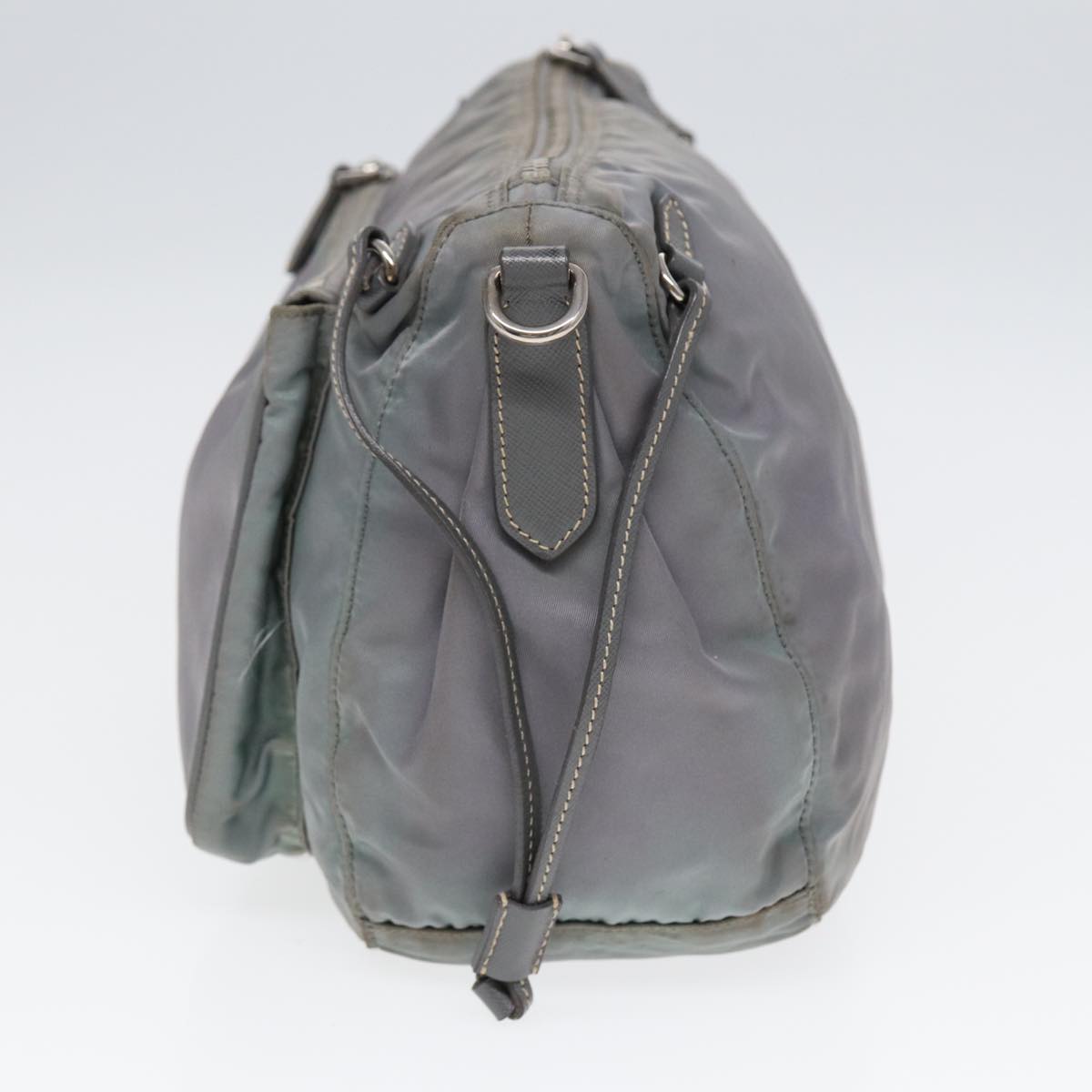 PRADA Shoulder Bag Nylon Blue Silver Auth