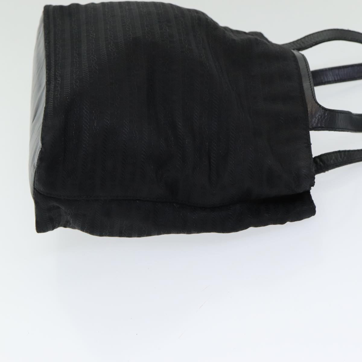 PRADA Tote Bag Nylon Black Silver Auth