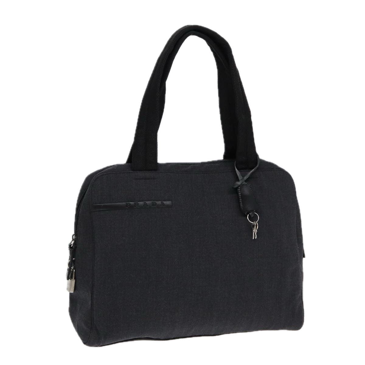 PRADA Sports Hand Bag Canvas Gray Silver Auth