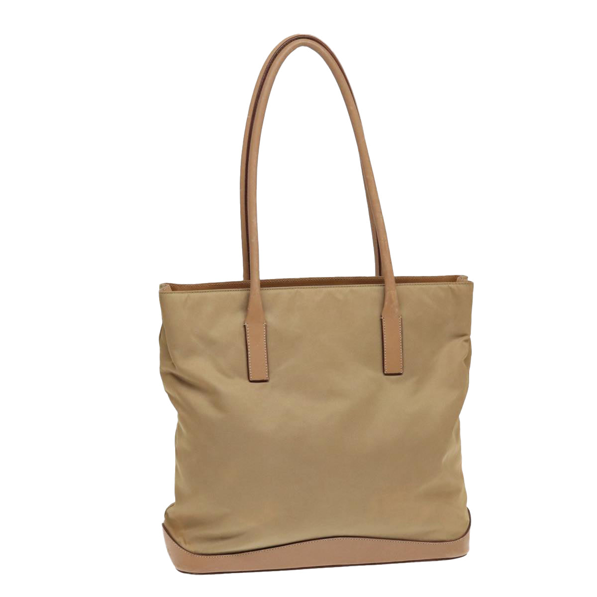 PRADA Tote Bag Nylon Beige Auth
