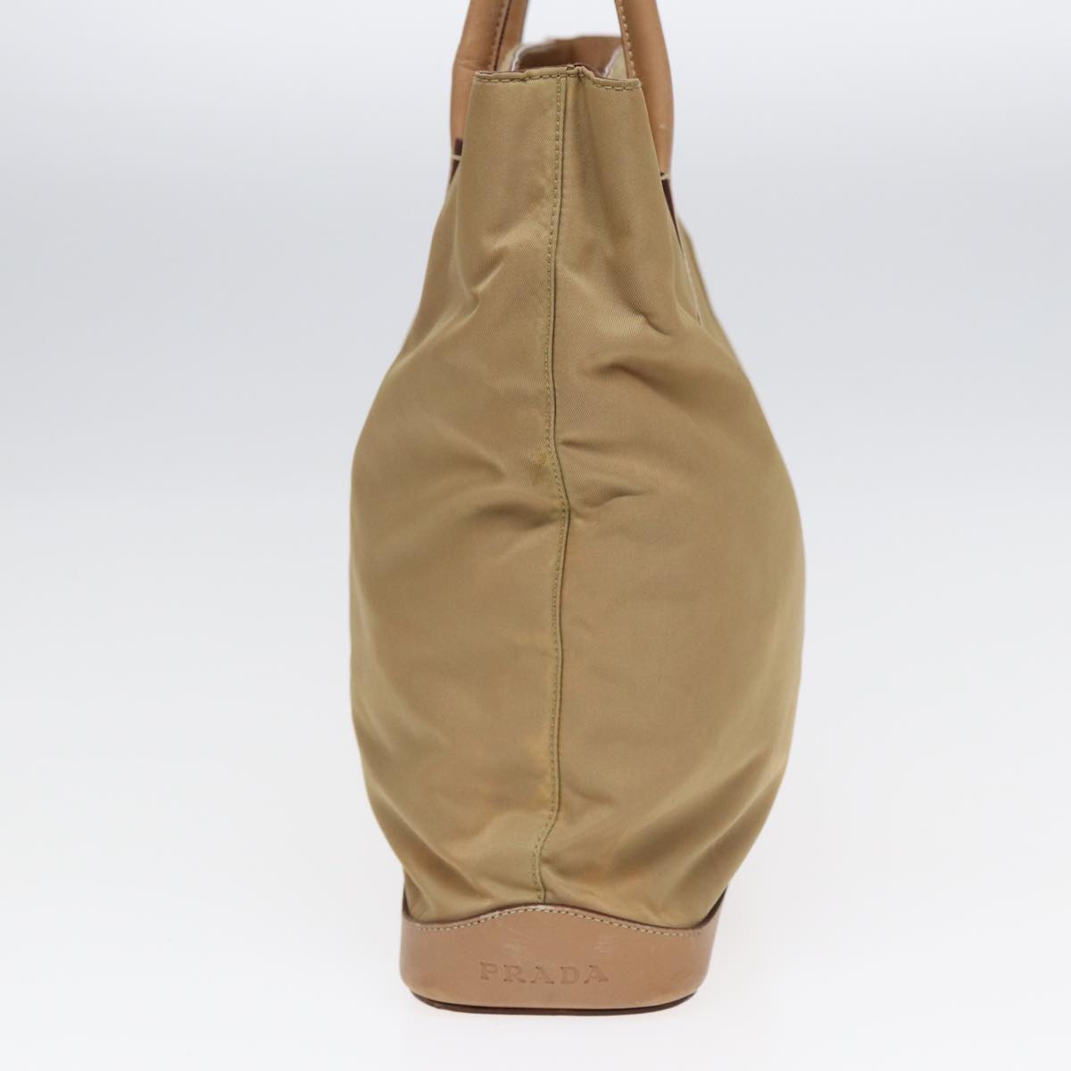 PRADA Tote Bag Nylon Beige Auth