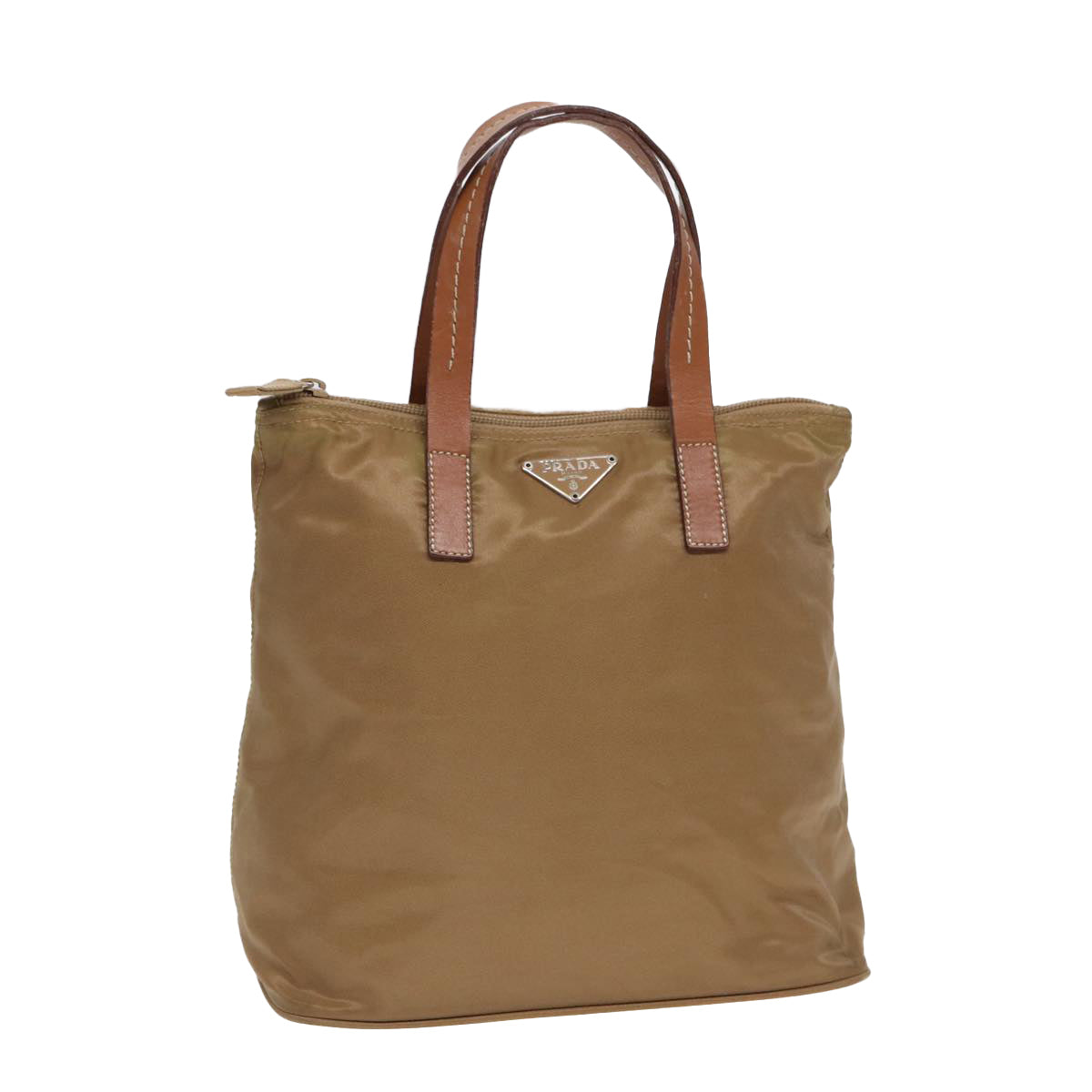 PRADA Hand Bag Nylon Beige Auth