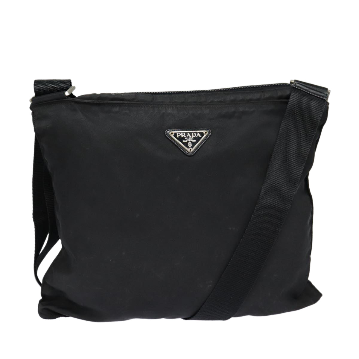 PRADA Shoulder Bag Nylon Black Silver Auth