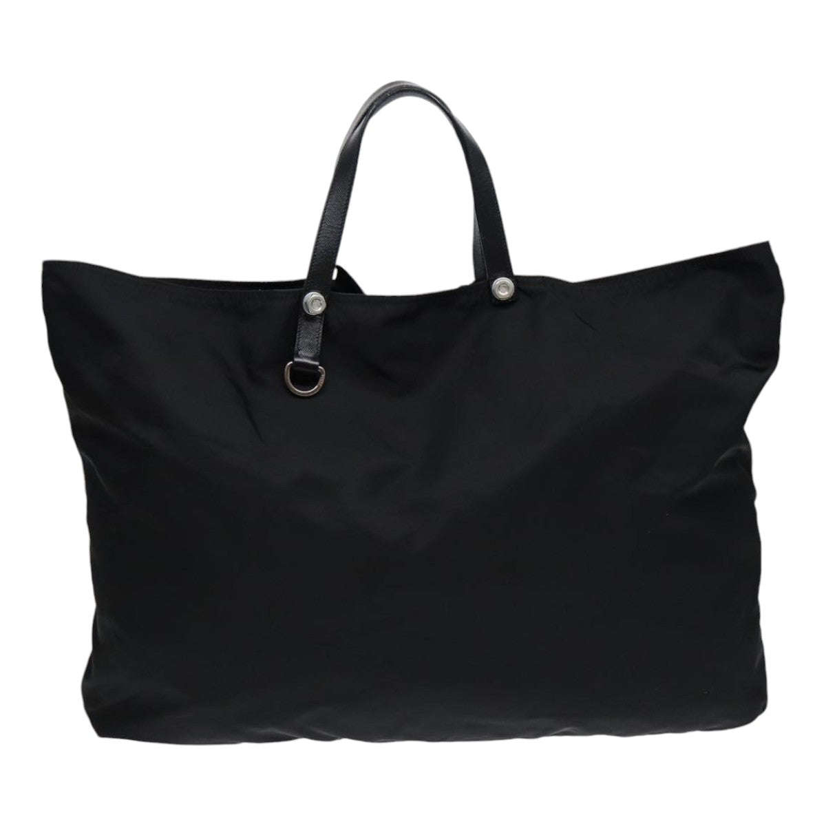PRADA Tote Bag Nylon Black Silver Auth