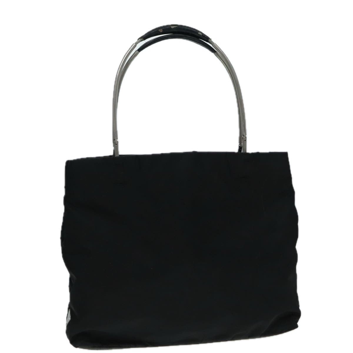 PRADA Hand Bag Nylon Black Silver Auth