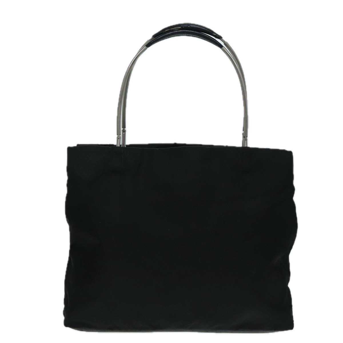 PRADA Hand Bag Nylon Black Silver Auth