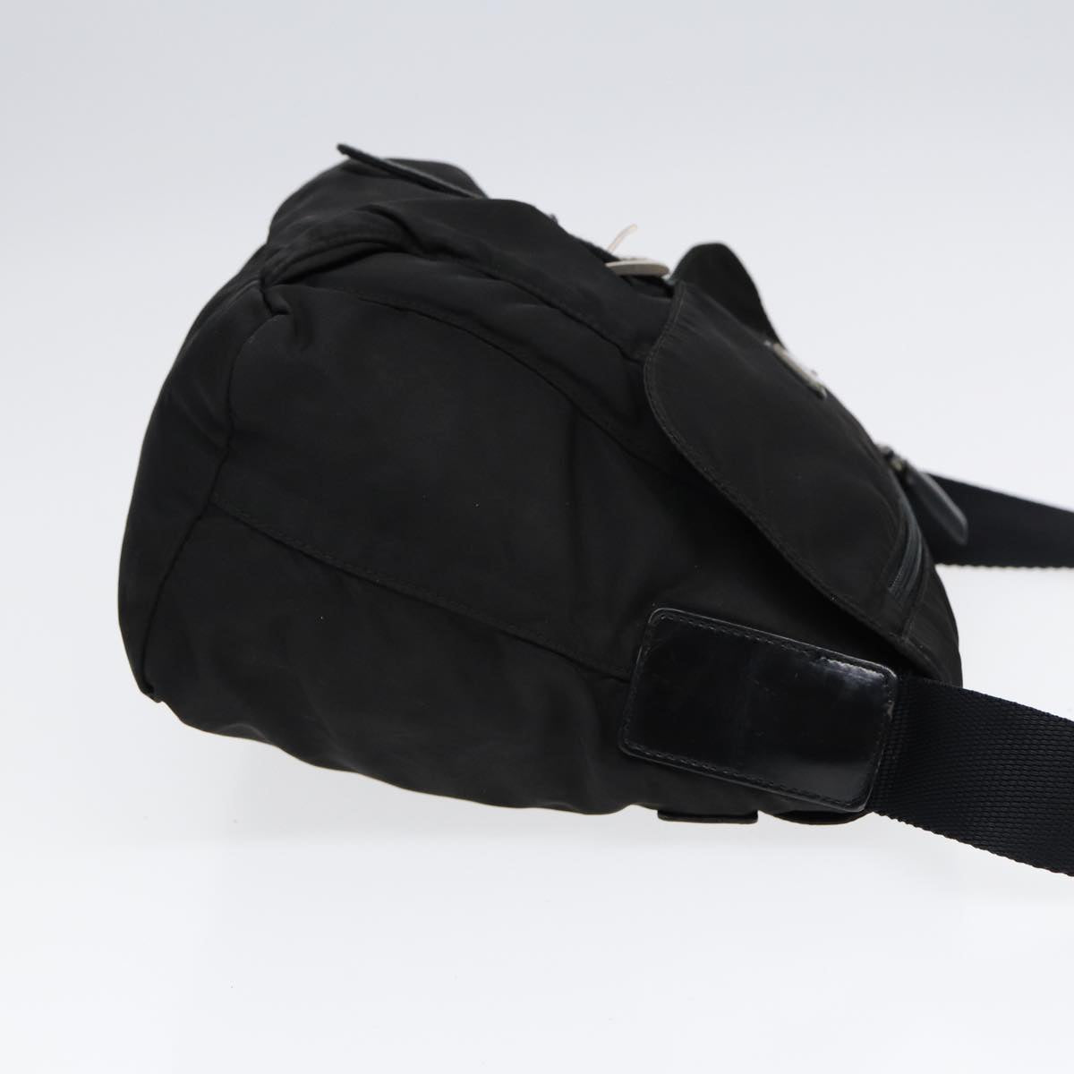 PRADA Shoulder Bag Nylon Black Silver Auth