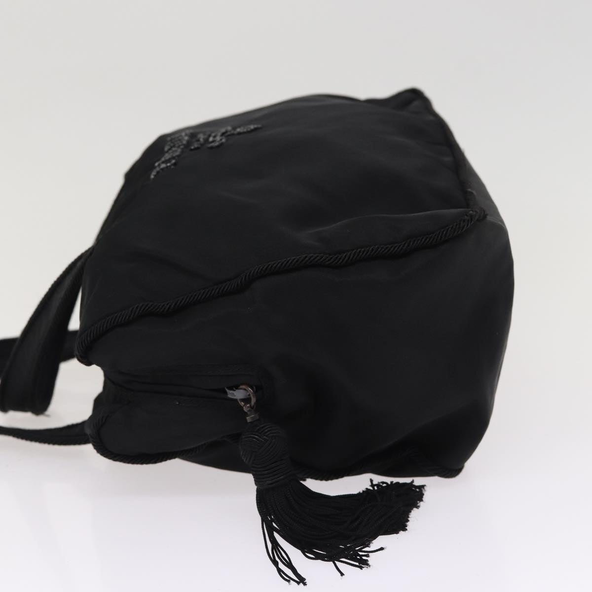 PRADA Hand Bag Nylon Black Silver Auth
