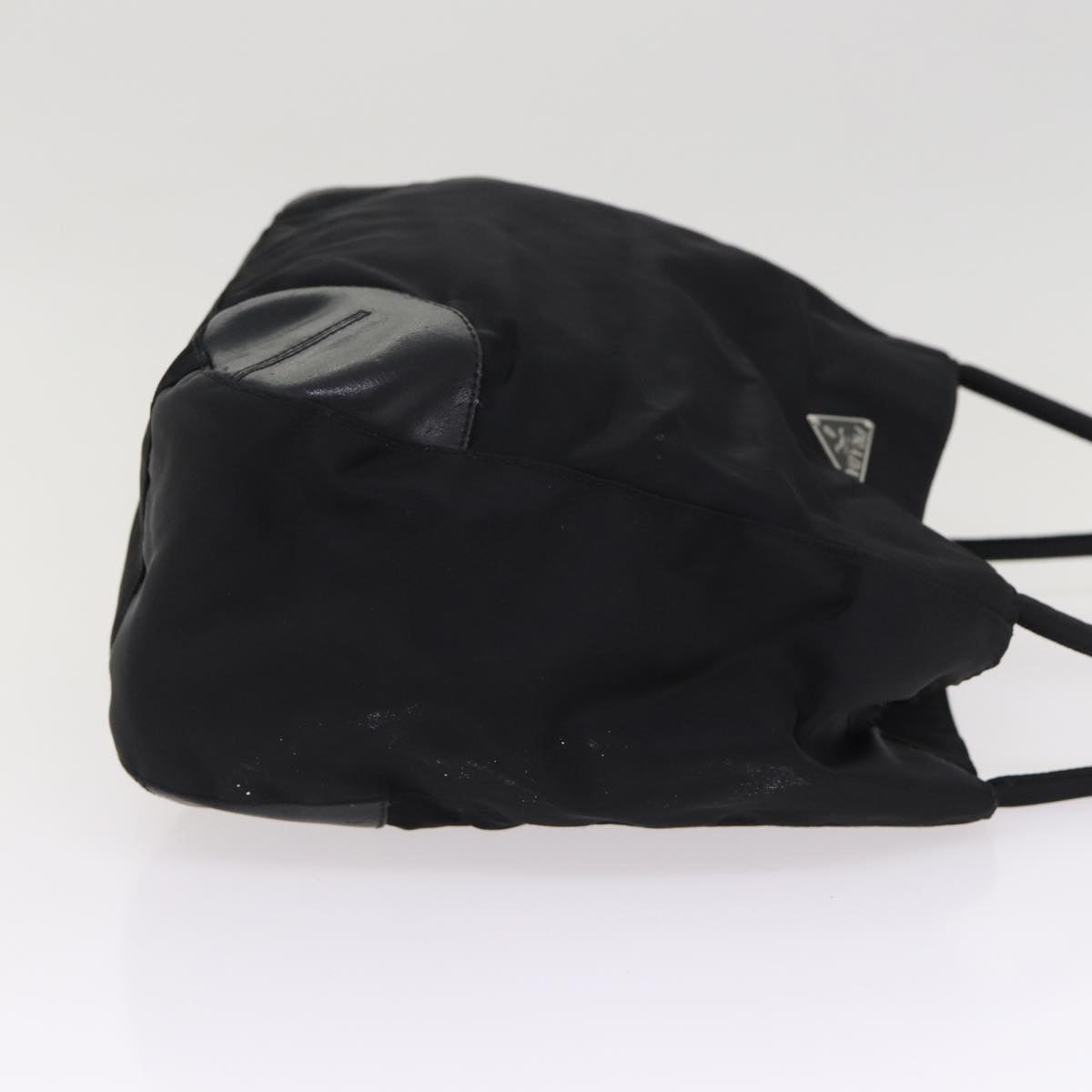 PRADA Tote Bag Nylon Black Silver Auth