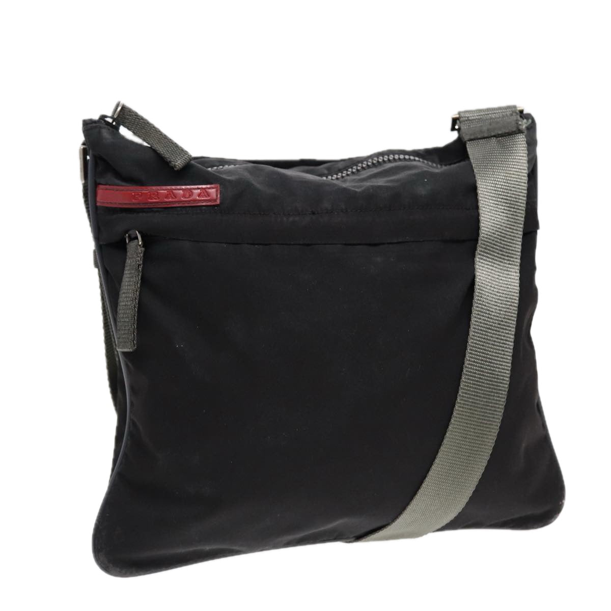 PRADA Sports Shoulder Bag Nylon Black Silver Auth
