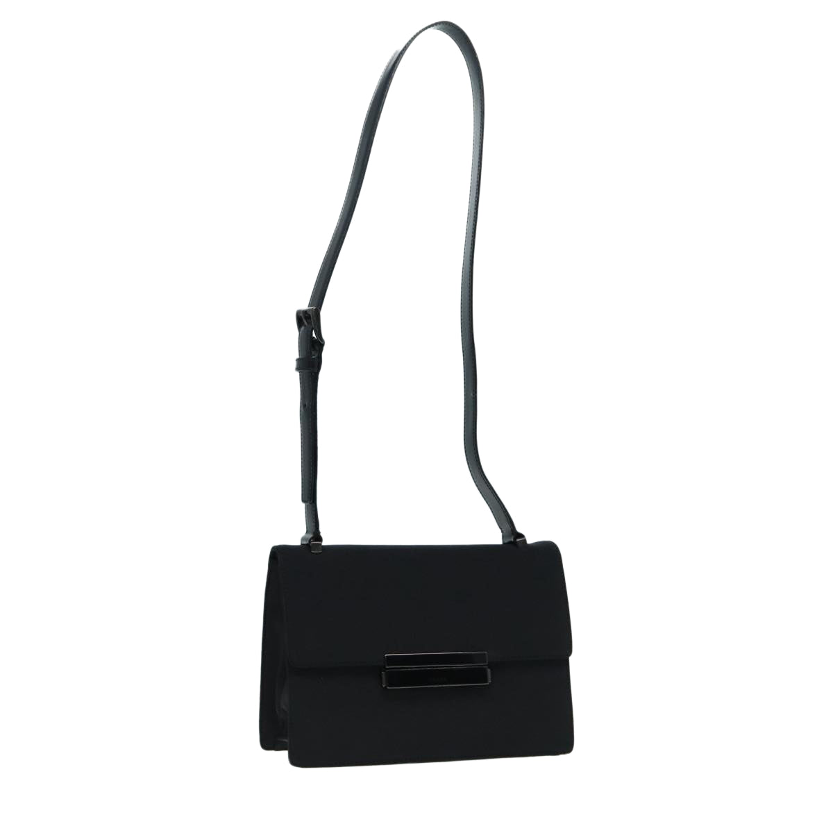 PRADA Shoulder Bag Canvas Black Silver Auth