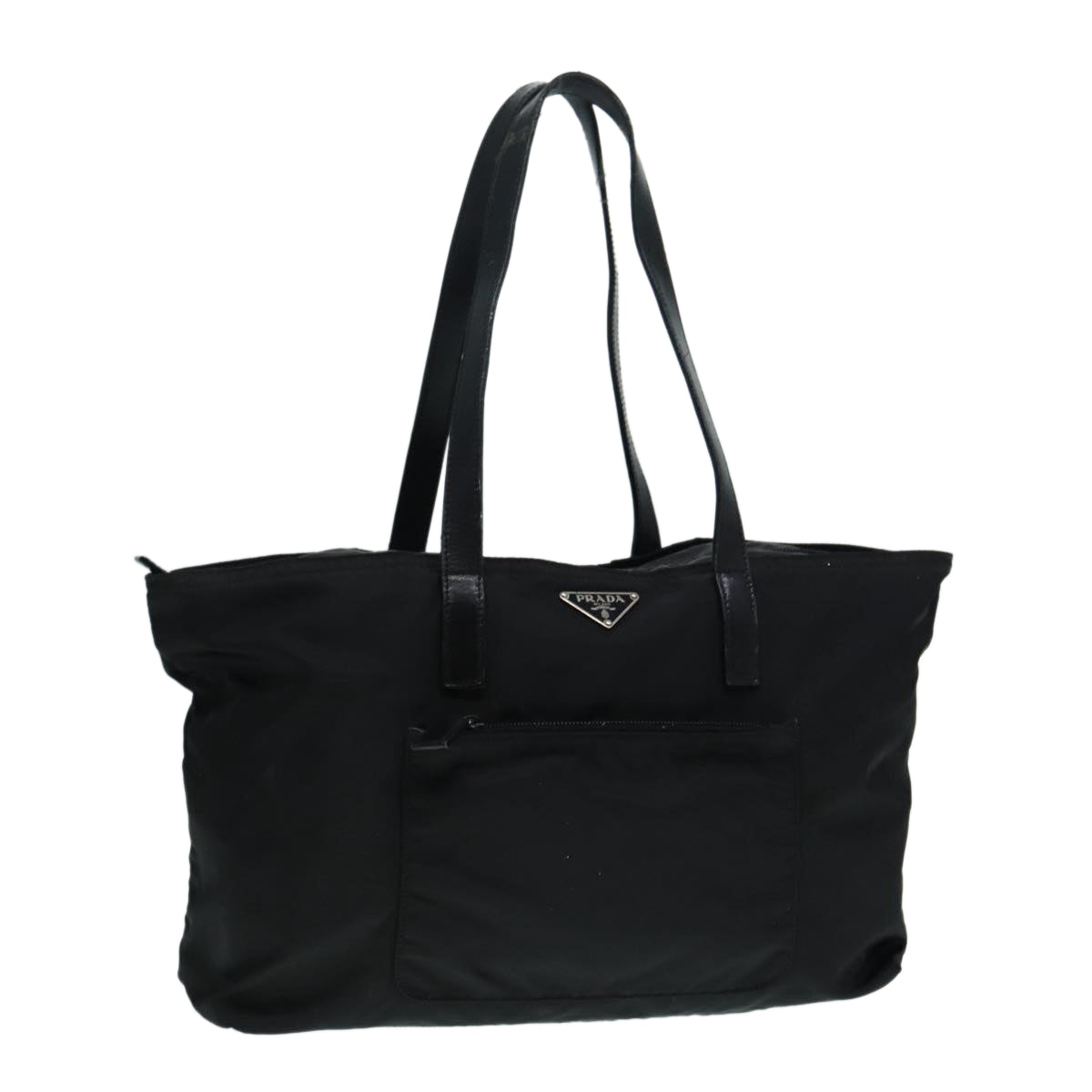 PRADA Tote Bag Nylon Black Silver Auth