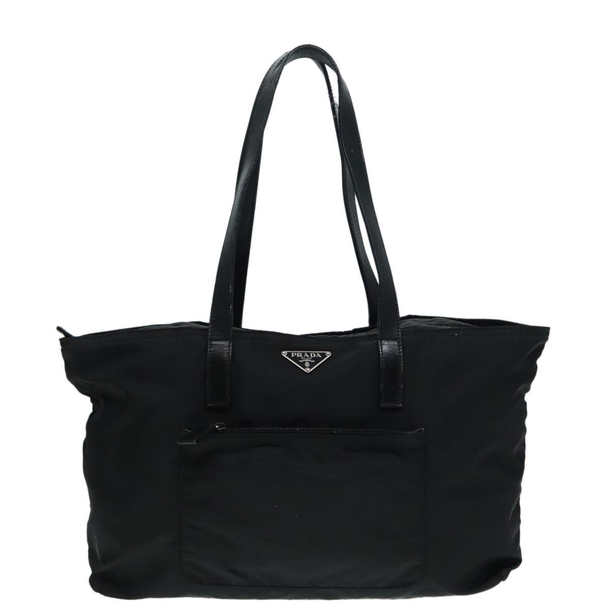 PRADA Tote Bag Nylon Black Silver Auth
