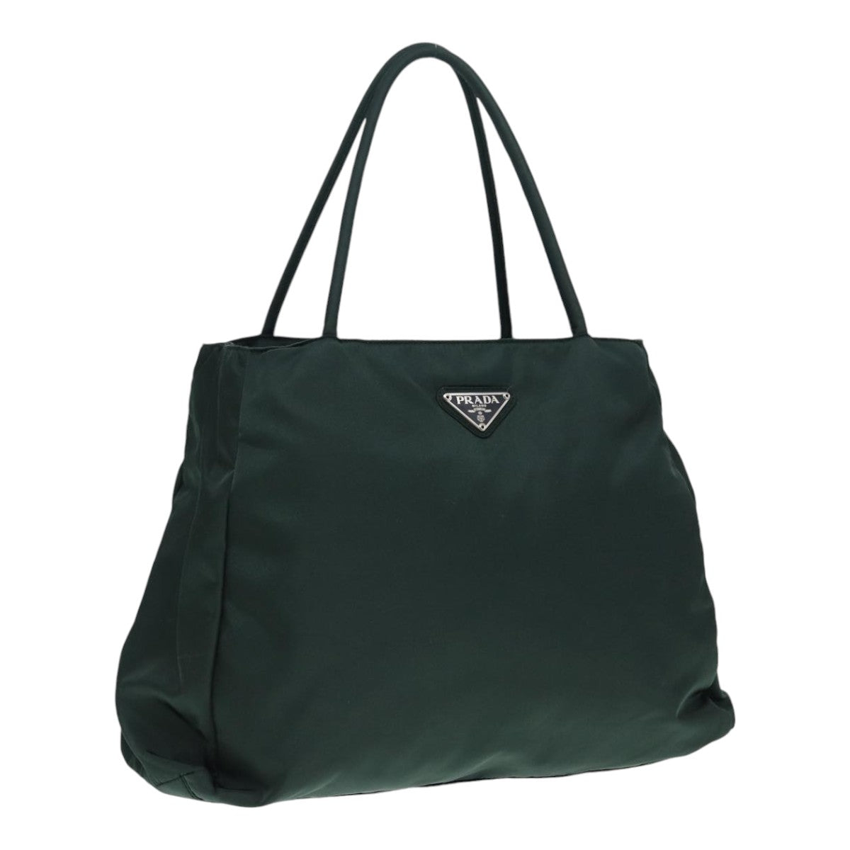 PRADA Hand Bag Nylon Green Silver Auth