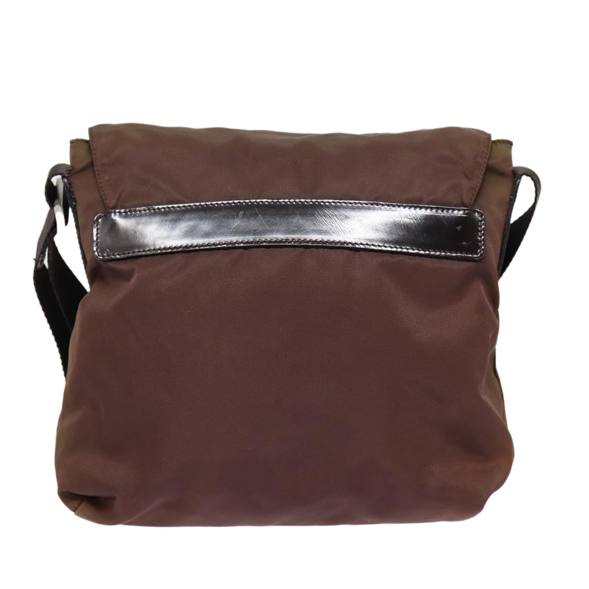 PRADA Shoulder Bag Nylon Brown Silver Auth