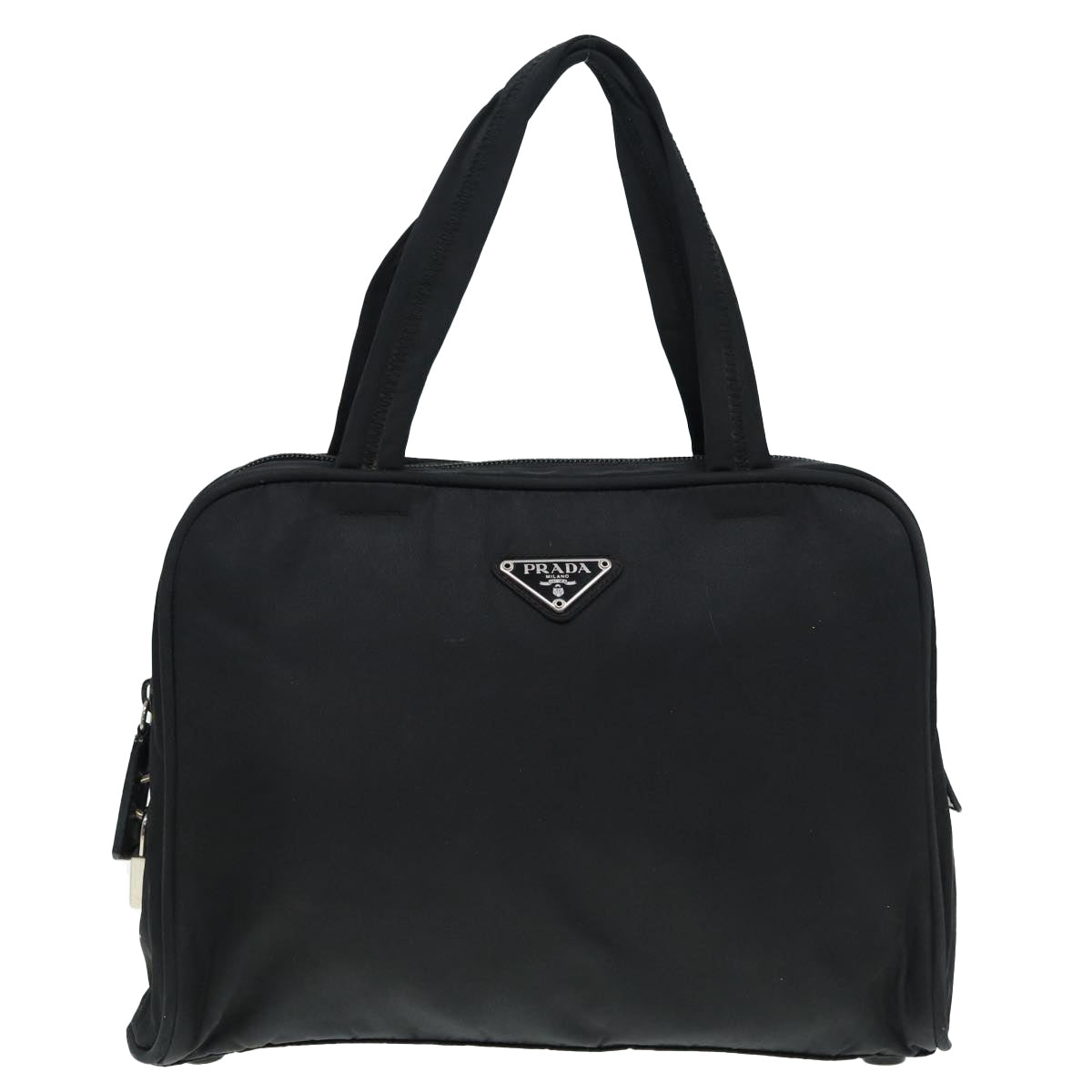 PRADA Hand Bag Nylon Black Silver Auth