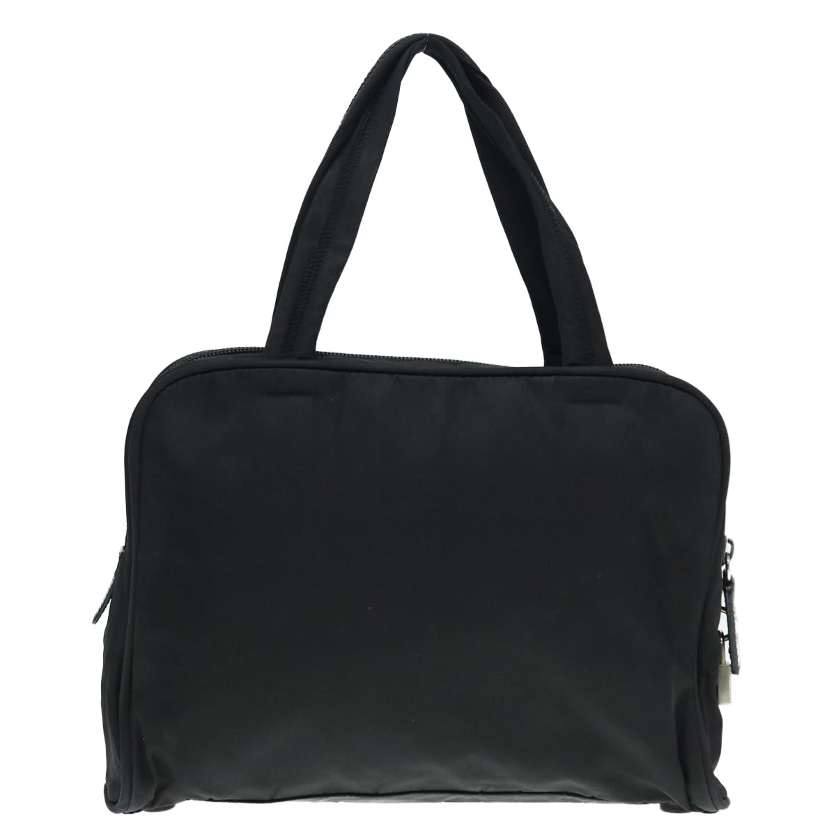 PRADA Hand Bag Nylon Black Silver Auth