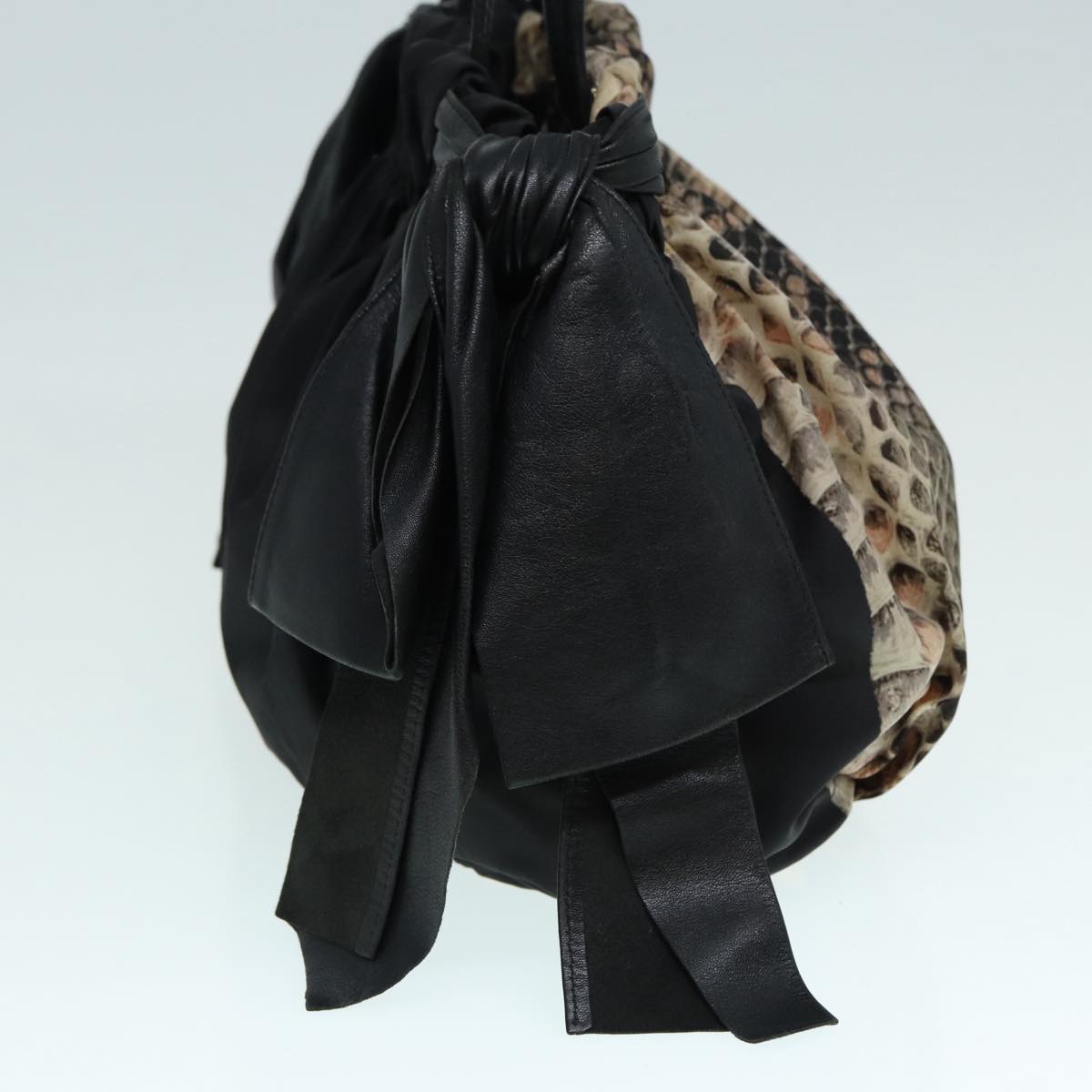 PRADA Hand Bag Nylon Black Gold Auth
